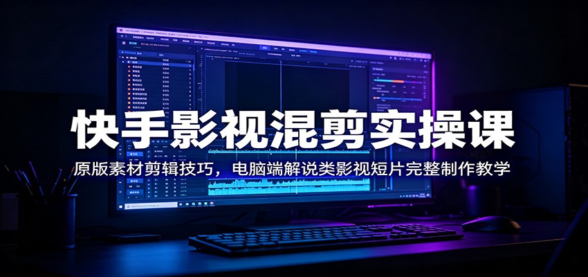 快手影视混剪实操课：原版素材剪辑技巧，电脑端解说类影视短片完整制作教学-课程网