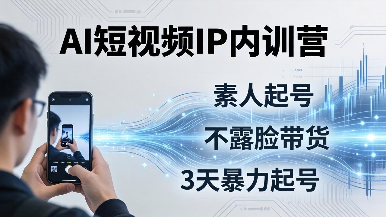 2026AI短视频IP内训营：从素人起号到不露脸带货，3天暴力起号全流程拆解-课程网