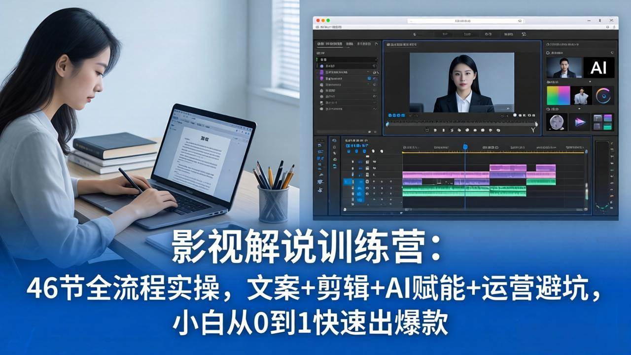 （18053期）影视解说特训营：46节全流程实操，文案+剪辑+AI赋能+运营避坑，小白从0到1快速出爆款-课程网