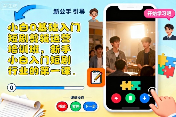 小白0基础入门短剧剪辑运营培训班，新手小白入门短剧行业的第一课-课程网