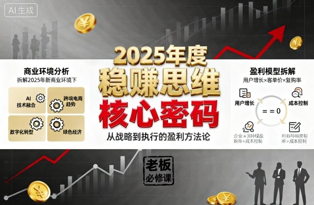 2025年度稳賺思维老板创业营，拆解2025年新商业环境下，企业实现持续盈利的核心密码-课程网