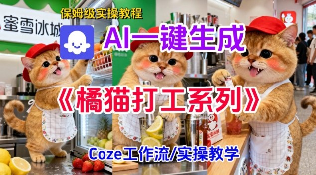 Coze扣子工作流一键生成胖橘猫打工短视频，保姆级实操搭建教学-课程网