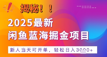 2025最新闲鱼蓝海掘金项目，新人当天可开单，轻松日入多张+的保姆级教程-课程网