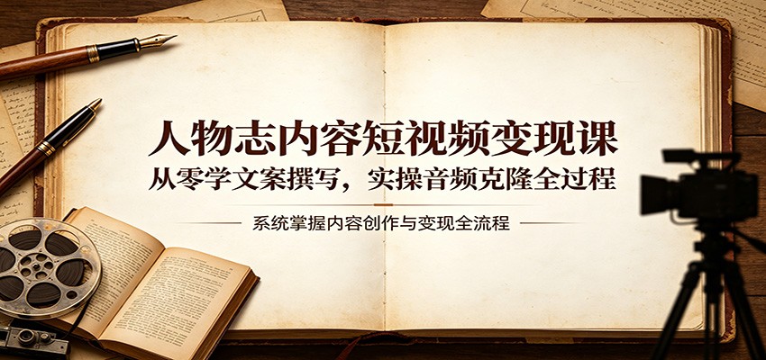 人物志内容短视频变现课：从零学文案撰写，实操音频克隆全过程-课程网