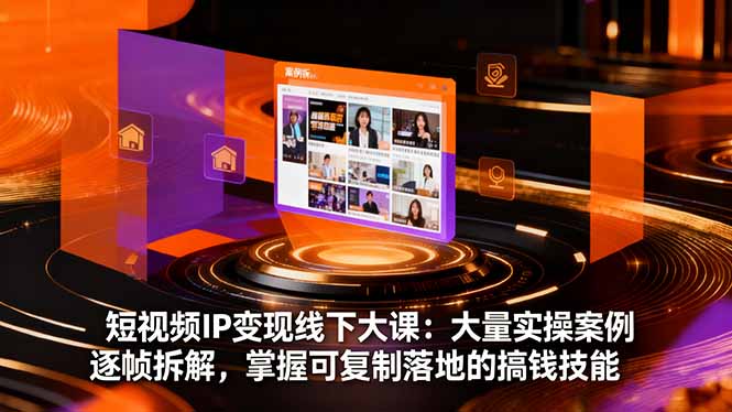短视频IP变现线下大课：大量实操案例逐帧拆解，掌握可复制落地的搞钱技能-课程网