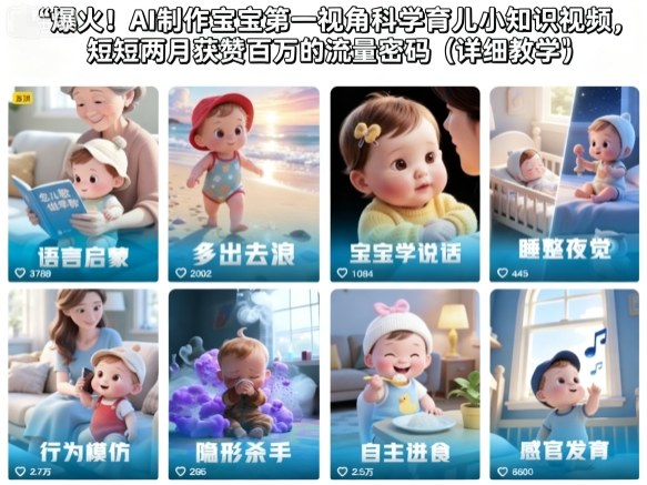 爆火！AI制作宝宝第一视角科学育儿小知识视频，短短两月获赞百万的流量密码（详细教学）-课程网
