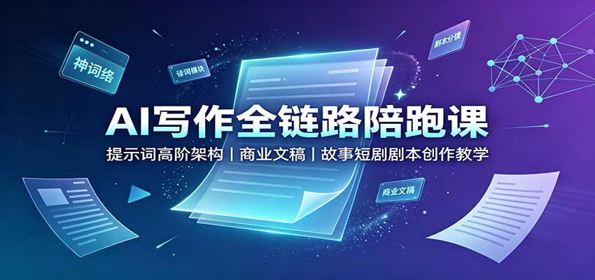 AI写作全链路陪跑课:提示词高阶架构,商业文稿,故事短剧剧本创作教学 AI写作全链路陪跑课:提示词高阶架构,商业文稿,故事短剧剧本创作教学