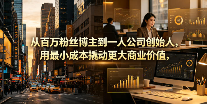从百万粉丝博主到一人公司创始人，用最小成本撬动更大商业价值-课程网