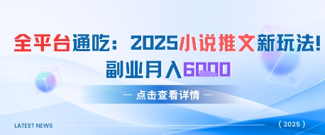 全平台通吃：2025小说推文新玩法，副业月入6k-课程网