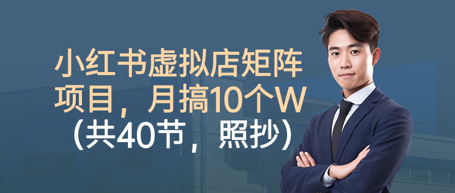 小红书虚拟店矩阵项目，月搞10W(共40节，照抄照做)-课程网