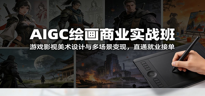 AIGC绘画商业实战班：游戏影视美术设计与多场景变现，直通就业接单-课程网