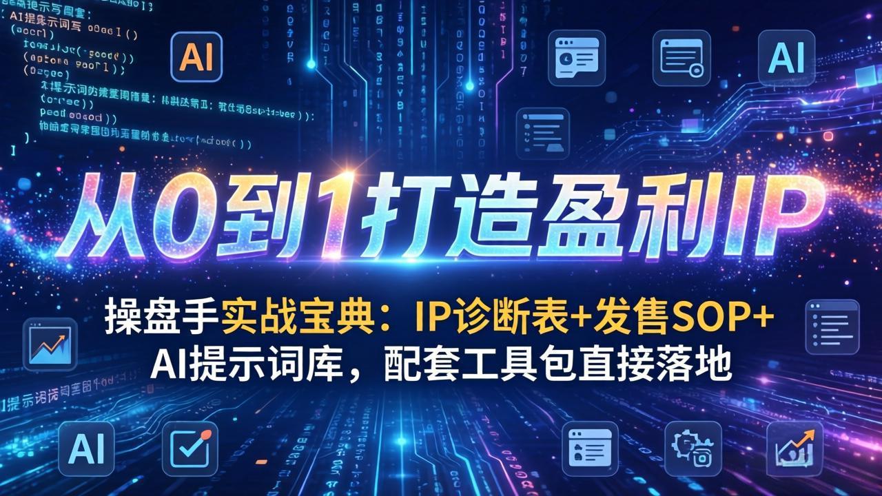 操盘手实战宝典：IP诊断表+发售SOP+AI提示词库，配套工具包直接落地，从0到1打造盈利IP-课程网