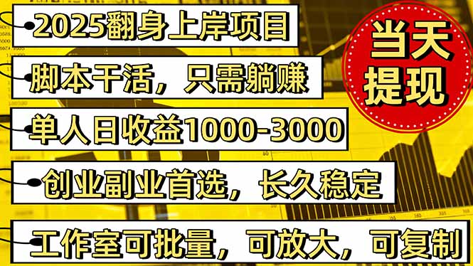 2025翻身上岸项目脚本干活，内部客户经理内部开号，单人日收益1000-300…-课程网