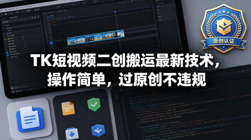 TK短视频二创搬运最新技术，操作简单，过原创不违规-课程网