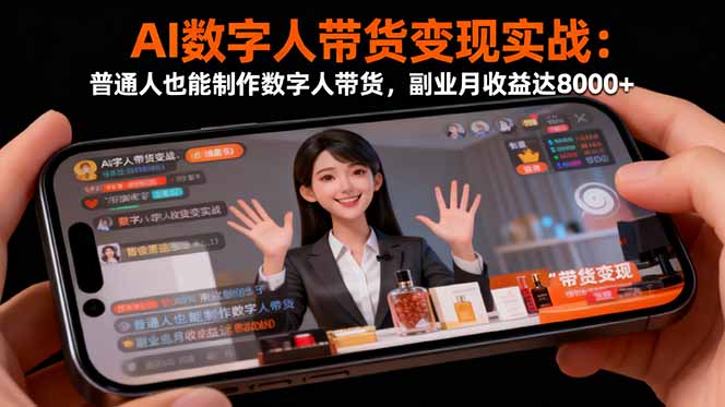 AI数字人带货变现实战：普通人也能制作数字人带货，副业月收益达8000+-课程网