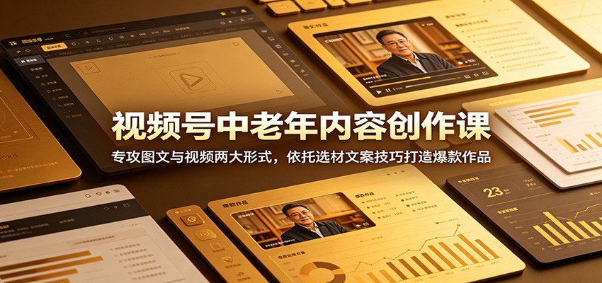 视频号中老年内容创作课：专攻图文与视频两大形式，依托选材文案技巧打造爆款作品-课程网