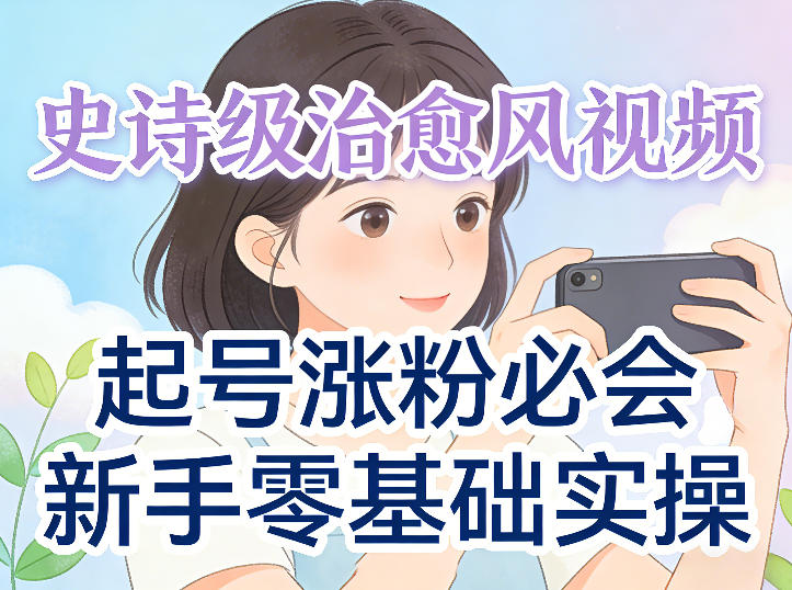 史诗级治愈风视频爆了，起号涨粉必会，新手零基础实操（实操+变现全讲解）-课程网