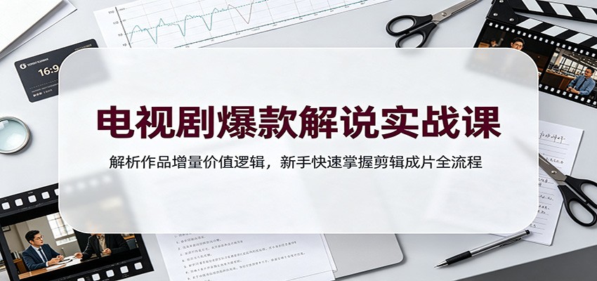 电视剧爆款解说实战课：解析作品增量价值逻辑，新手快速掌握剪辑成片全流程-课程网