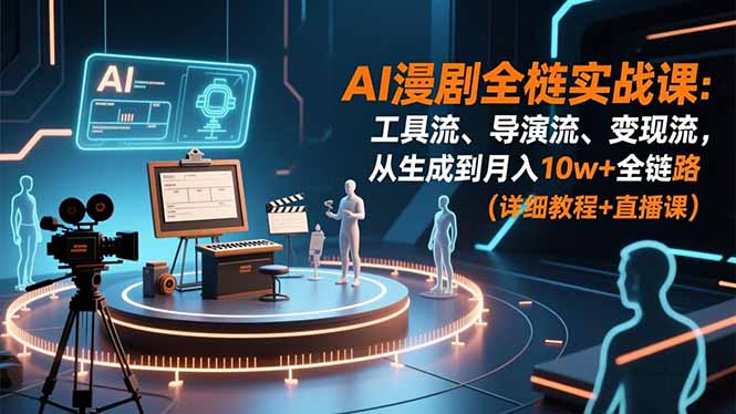 AI漫剧全栈实战课：工具流、导演流、变现流，从生成到月入10w+全链路 (详细教程+直播课-课程网