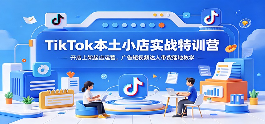 TikTok本土小店实战特训营：开店上架起店运营，广告短视频达人带货落地教学-课程网