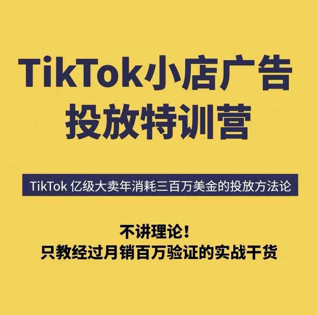 TikTok小店广告投放特训营，6天破局计划专治各种“投不动”，教你经过月销百万验证的实战干货-课程网