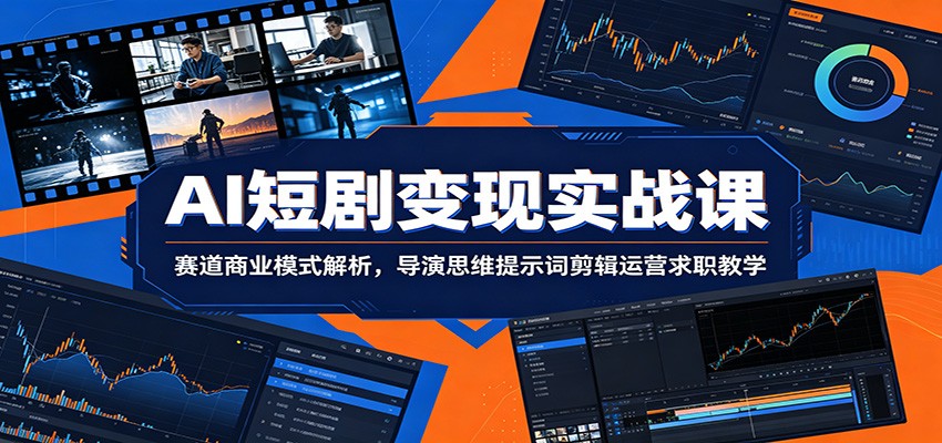 AI短剧变现实战课：赛道商业模式解析，导演思维提示词剪辑运营求职教学-课程网