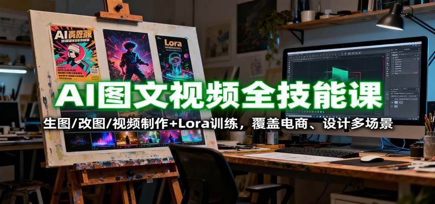 AI图文视频全技能课：生图/改图/视频制作+Lora训练，覆盖电商 、设计多场景-课程网
