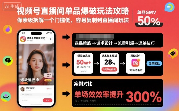 视频号直播间单品爆破玩法攻略，像素级拆解一个门槛低，容易复制到直播间玩法-课程网