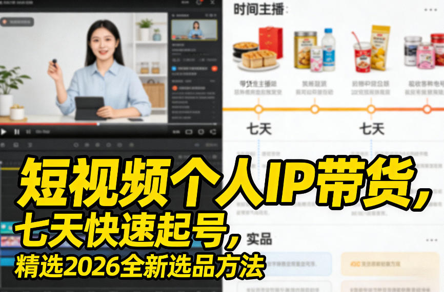 短视频个人IP带货，七天快速起号，精选2026全新选品方法-课程网