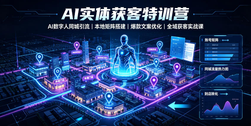 AI实体获客特训营｜AI数字人同城引流、本地矩阵搭建、爆款文案优化全域获客实战课-课程网