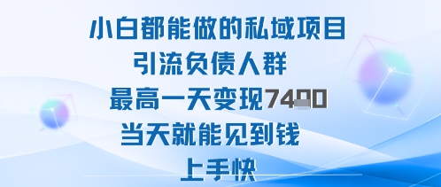 2025年小白都能做的私域项目引流负债人群最高一天变现1k+高变现难度低当天就能见到钱上手快-课程网