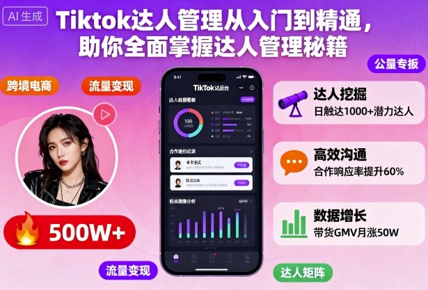 Tiktok达人管理从入门到精通，助你全面掌握达人管理秘籍-课程网