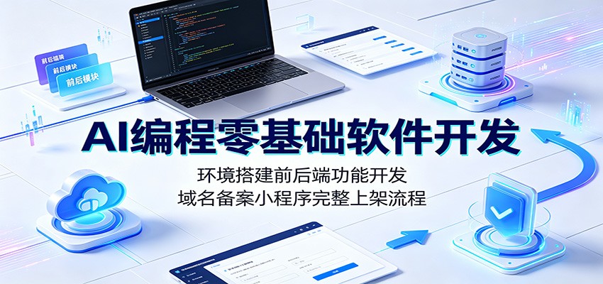AI编程零基础软件开发：环境搭建前后端功能开发，域名备案小程序完整上架流程-课程网