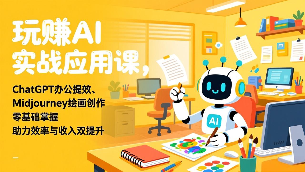 玩赚AI实战应用课，ChatGPT办公提效、Midjourney绘画创作，零基础掌握，助力效率与收入双提升-课程网