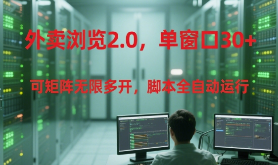 外卖浏览2.0，单窗口30+可矩阵无限多开，脚本全自动运行【揭秘】-课程网