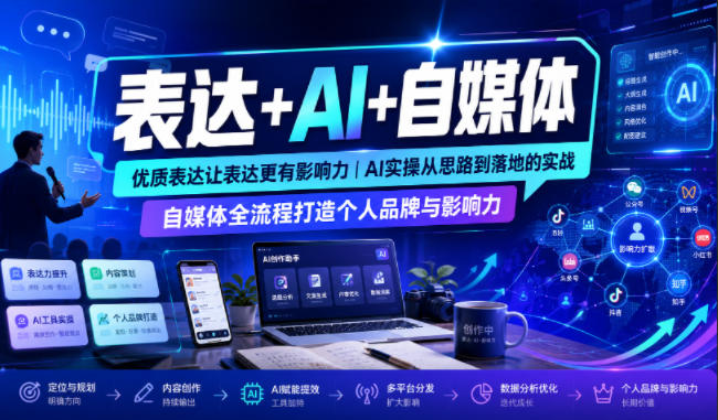 表达+AI+自媒体，优质表达让表达更有影响力|AI实操从思路到落地的实战|自媒体全流程打造个人品牌与影响力-课程网