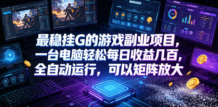 最稳挂G的游戏副业项目，一台电脑轻松每日收益几百，全自动运行，可以矩阵放大【揭秘】-课程网