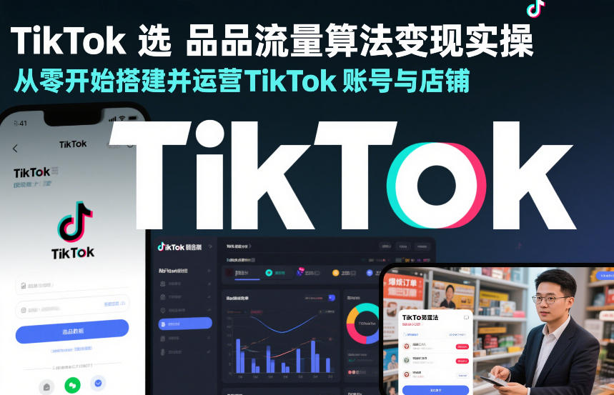 TikTok选品流量算法变现实操，从零开始搭建并运营TikTok账号与店铺-课程网