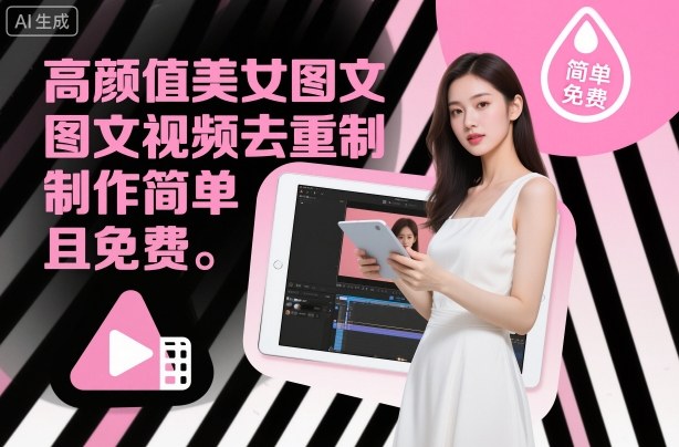 高颜值美女图文视频去重制作教学，制作简单且免费-课程网