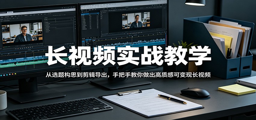 长视频实战教学，从选题构思到剪辑导出，手把手教你做出高质感可变现长视频-课程网