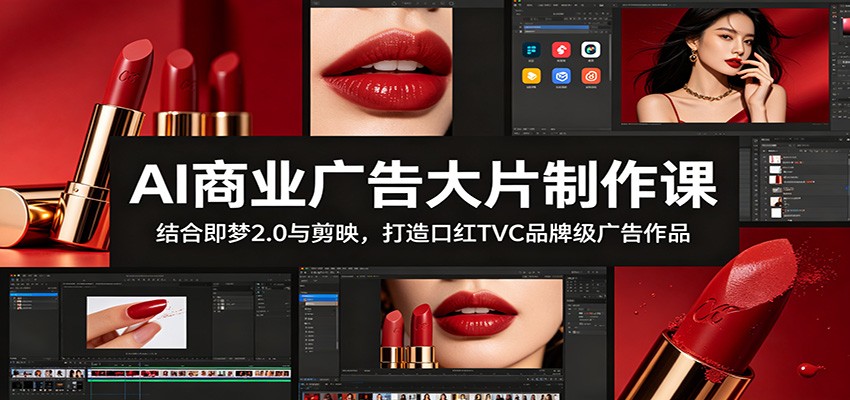 AI商业广告大片制作课：结合即梦2.0与剪映，打造口红TVC品牌级广告作品-课程网