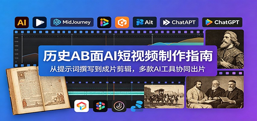 历史AB面AI短视频制作指南：从提示词撰写到成片剪辑，多款AI工具协同出片-课程网