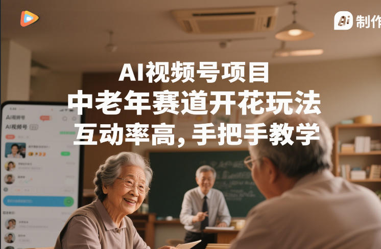 AI视频号项目，中老年赛道开花玩法，互动率高，手把手教学-课程网