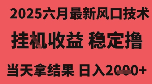 2025六月最新风口技术，无人挂G撸礼物，长期稳定 一个小时收益2k+，小白当天拿结果【揭秘】-课程网
