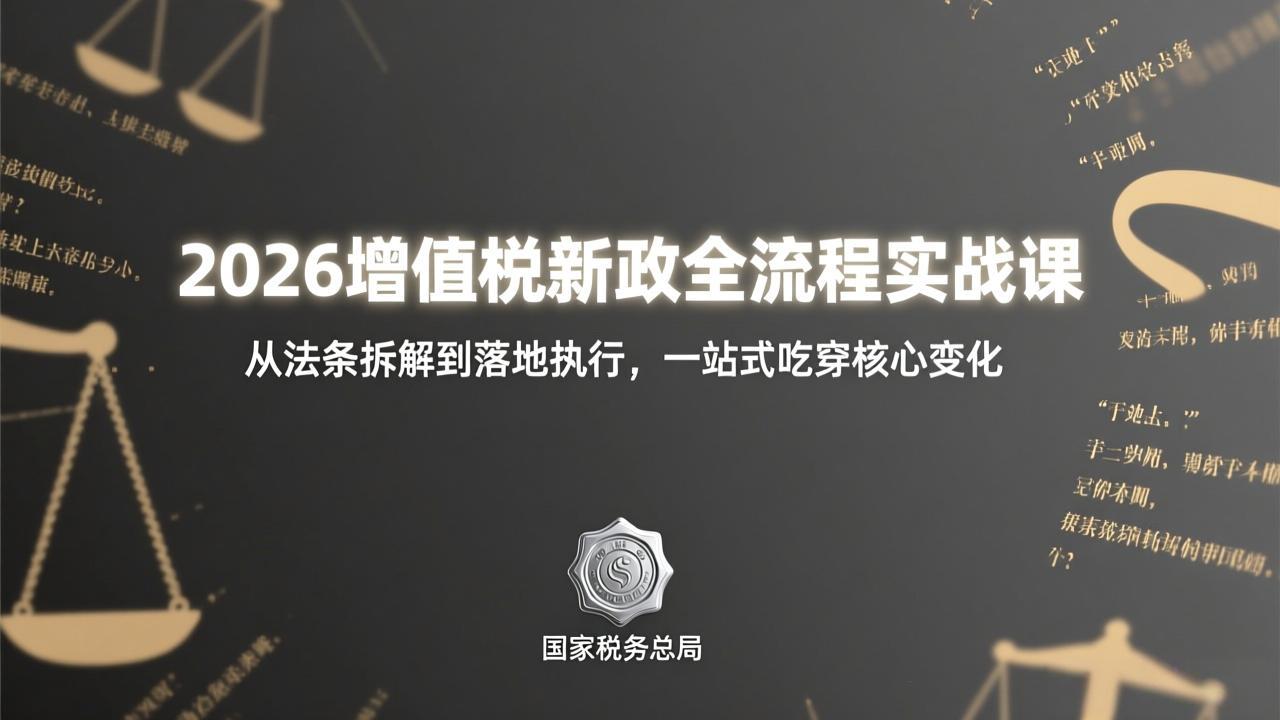 2026增值税新政全流程实战课：从法条拆解到落地执行，一站式吃透核心变化-课程网
