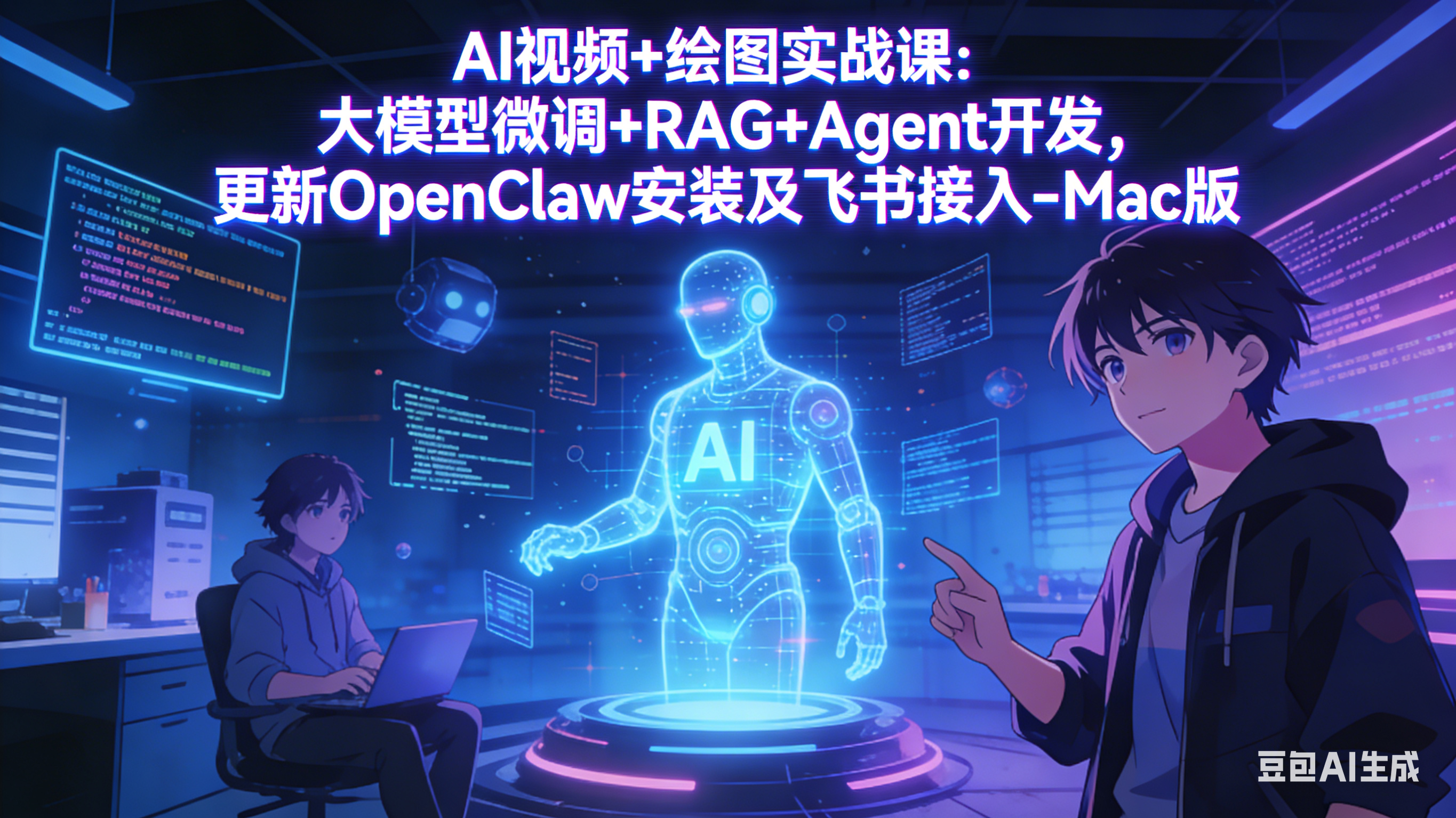 AI视频+绘图实战课：大模型微调+RAG+Agent开发，更新OpenClaw安装及飞书接入-Mac版-课程网