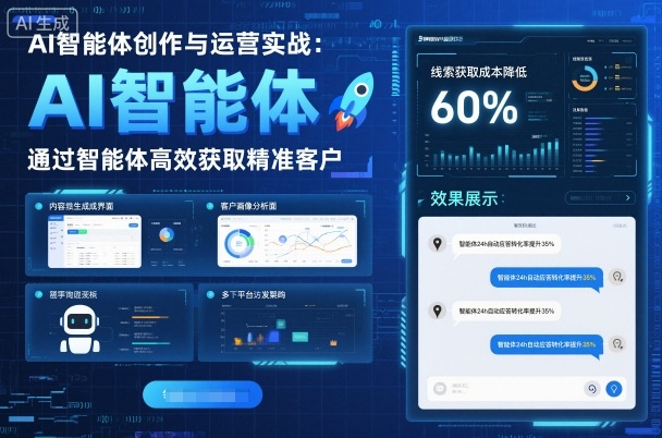 AI智能体创作与运营实战，实体门店通过智能体高效获取精准客户-课程网
