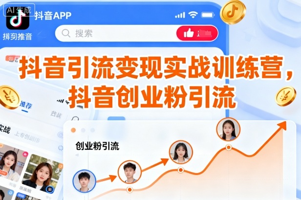 抖音引流变现实战训练营，抖音创业粉引流-课程网