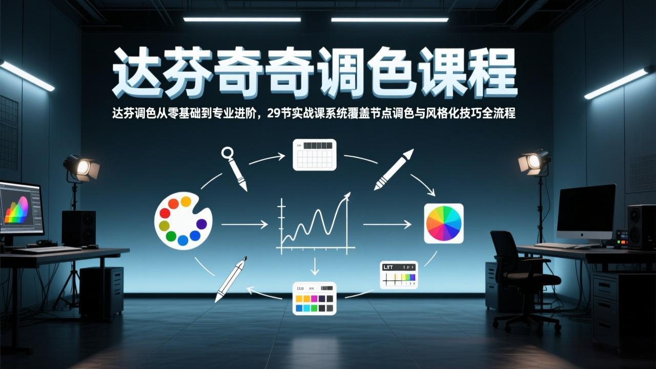 达芬奇调色从零基础到专业进阶，29节实战课系统覆盖节点调色与风格化技巧全流程-课程网