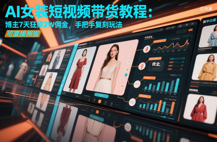 AI女装短视频带货教程：博主7天狂賺2W佣金，手把手复刻玩法，可直接照搬-课程网
